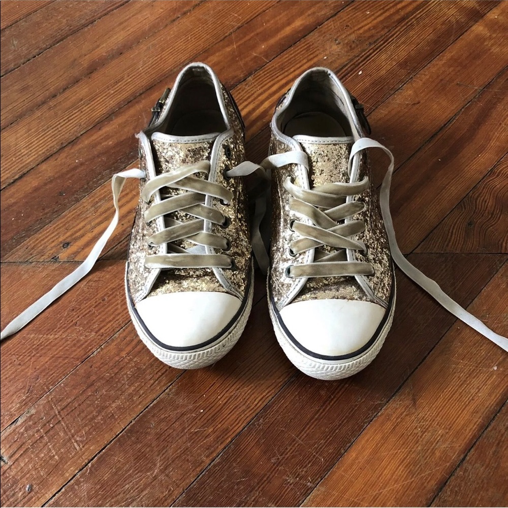 Aldo Gold Glitter Sneakers